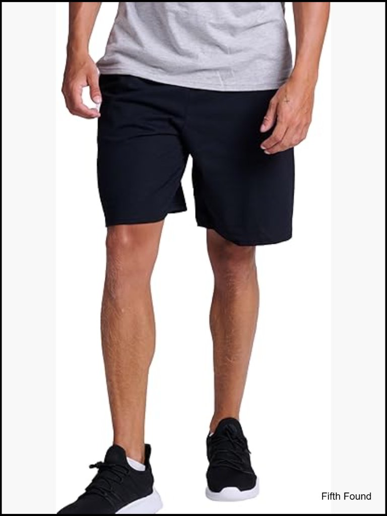 Men's Relaxed Fit 9" Cotton Shorts With Pockets, Adjustable Elastic Waist,